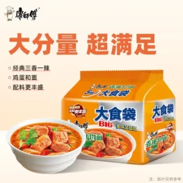 康师傅 大食袋 香辣牛肉面 五连包
