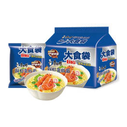 康师傅 大食袋 鲜虾鱼板面 五连包
